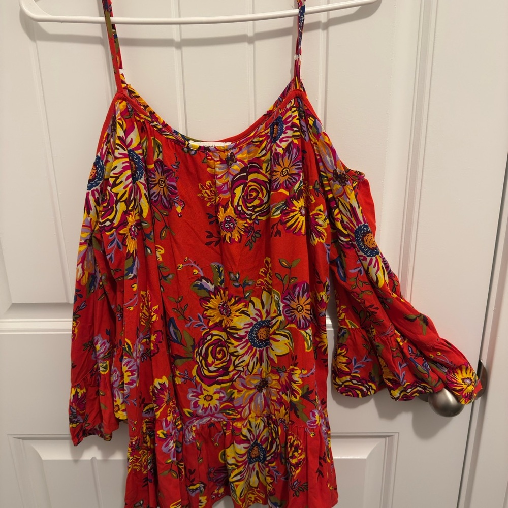 beachlunchlounge Red Floral Blouse